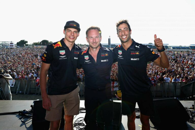 max verstappen, christian horner, daniel ricciardo, brit