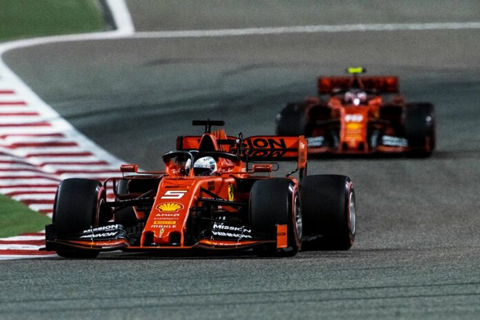 Vettel, Leclerc, Ferrari, Bahrein racingline, racinglinehu, racingline.hu