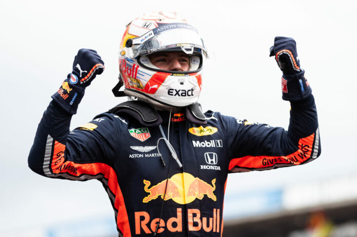 HOCKENHEIM, GERMANY - JULY 28: Race winner Max Verstappen of Netherlands and Red Bull Racing celebrates in parc ferme during the F1 Grand Prix of Germany at Hockenheimring on July 28, 2019 in Hockenheim, Germany. (Photo by Lars Baron/Getty Images)