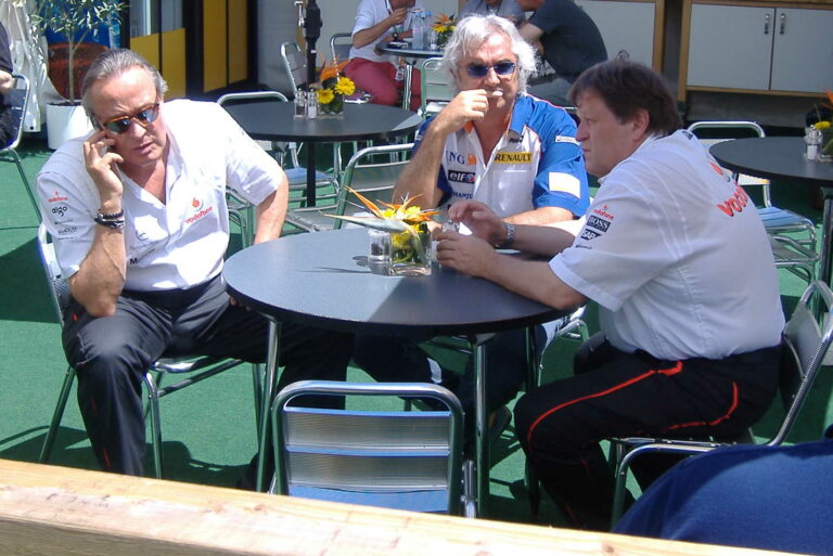 Mansour Ojjeh, Flavio Briatore, Norbert Haug, racingline.hu