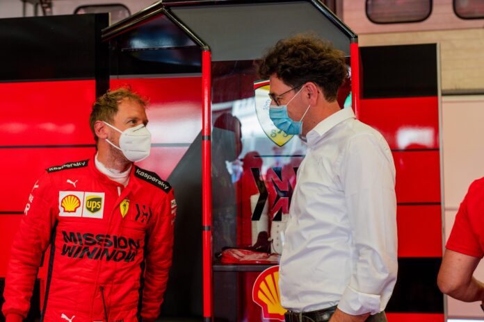Sebastian Vettel, Mattia Binotto, Ferrari, racingline