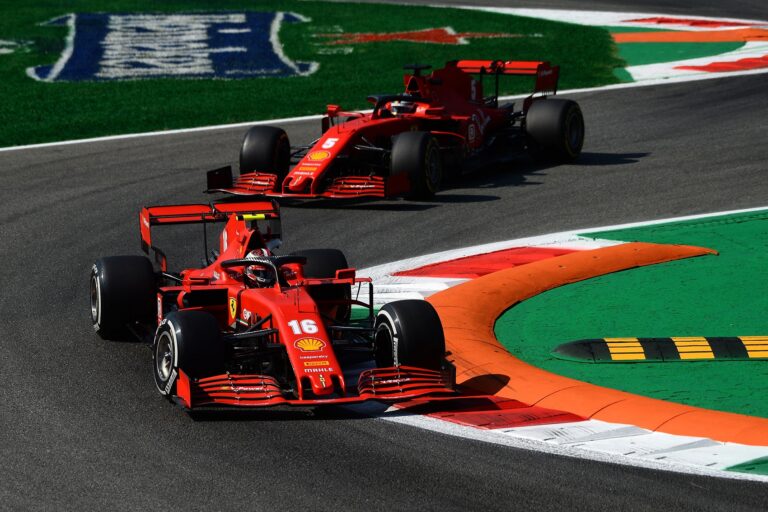 Sebastian Vettel, Charles Leclerc, Ferrari, racingline