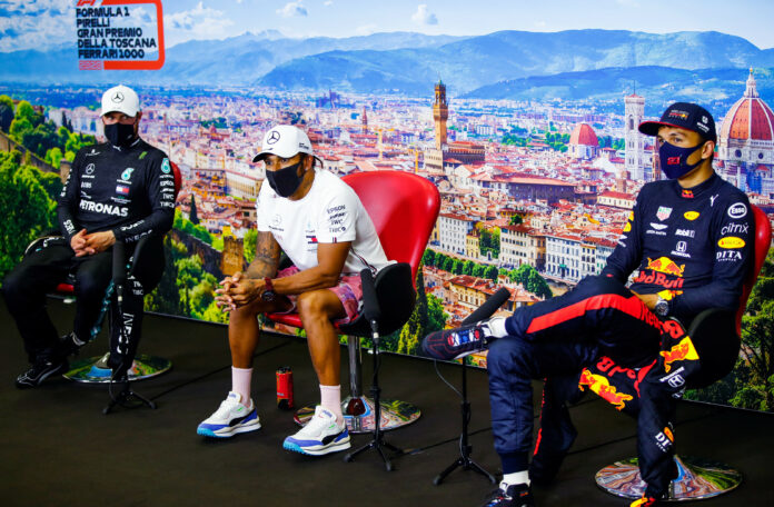 Alexander Albon, Lewis Hamilton, Valtteri Bottas