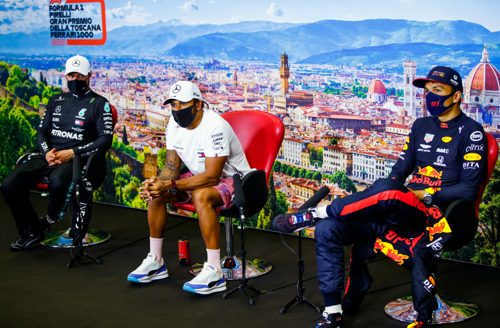 Alexander Albon, Lewis Hamilton, Valtteri Bottas