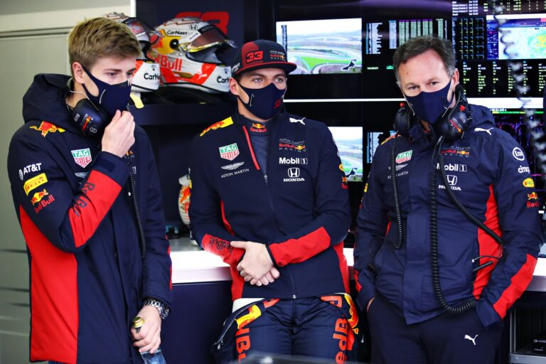 Jüri Vips, Max Verstappen & Christian Horner, Red Bull, racingline.hu