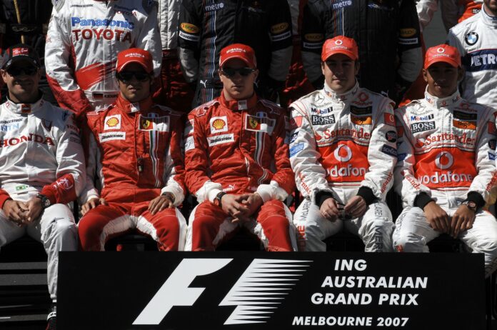 rubens barrichello, felipe massa, kimi räikkönen, fernando alonso, lewis hamilton