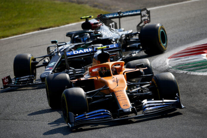 Lando Norris, McLaren, Valtteri Bottas, Mercedes, racingline