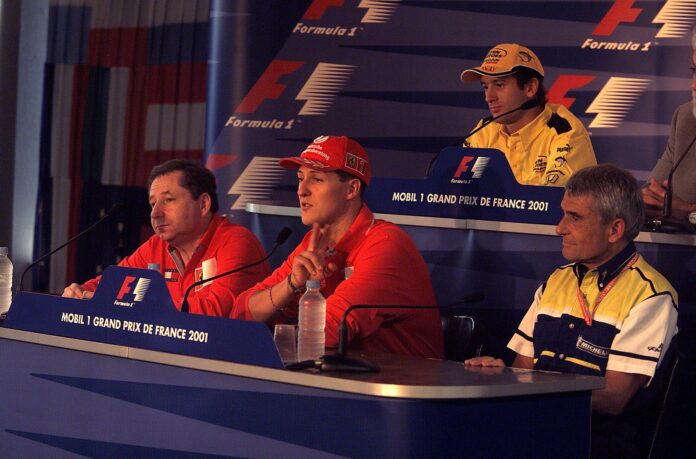 jarno trulli, michael schumacher, jean todt