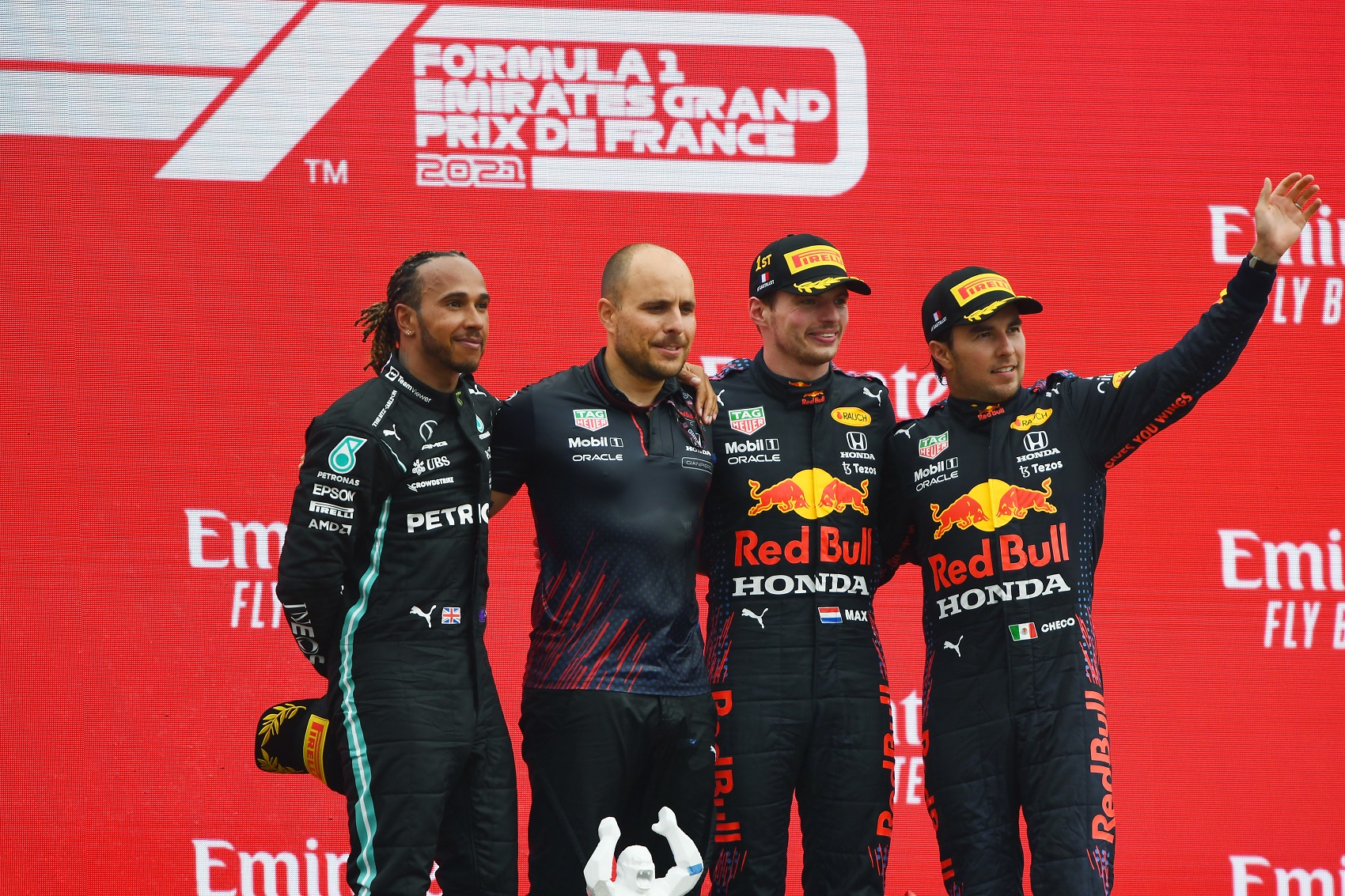 Lewis Hamilton, Max Verstappen, Sergio Pérez, pontverseny