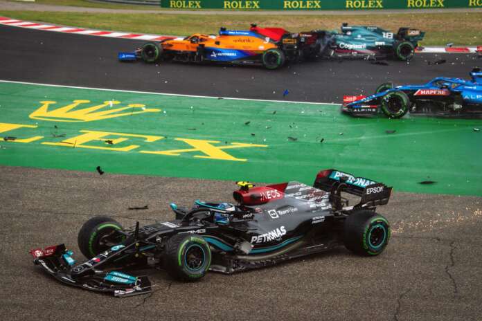 Valtteri Bottas, Lando Norris, crash, képek