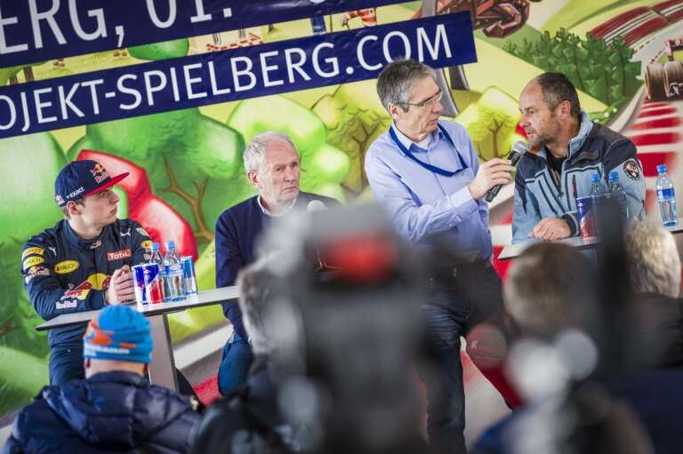 Max Verstappen, Dr. Helmut Marko, Gerhard Berger