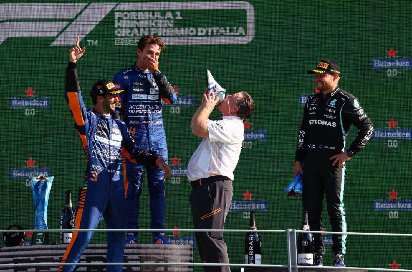 Daniel Ricciardo, Lando Norris, Zak Brown, Valtteri Bottas, nap versenyzője