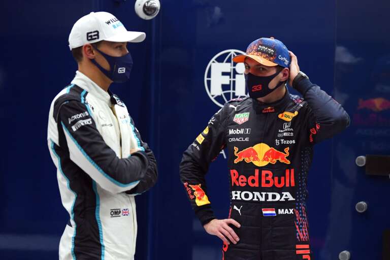 george russell, max verstappen