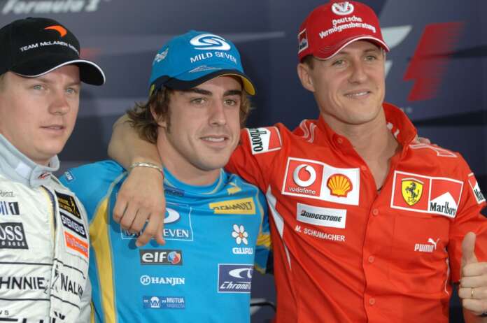 Kimi Räikkönen, Fernando Alonso, Michael Schumacher