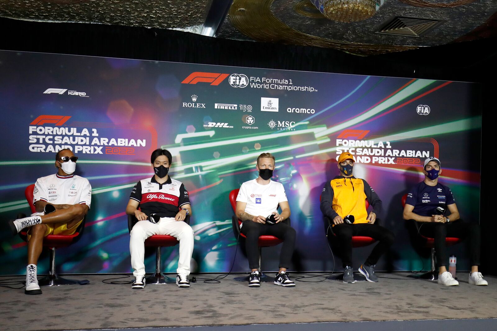 Hamilton, Zhou, Magnussen, Norris, Latifi, F1