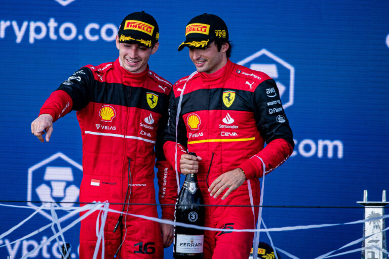 Charles Leclerc, Carlos Sainz, Ferrari, Miami Nagydíj, dobogó