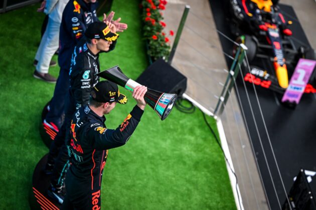 Max Verstappen, George Russell, Lewis Hamilton