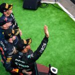 Max Verstappen, George Russell, Lewis Hamilton, újév