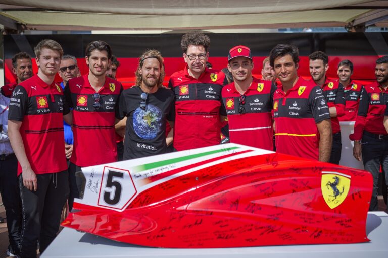 Robert Shwartzman, antonio giovinazzi, sebastian vettel, mattia binotto, charles leclerc, carlos sainz