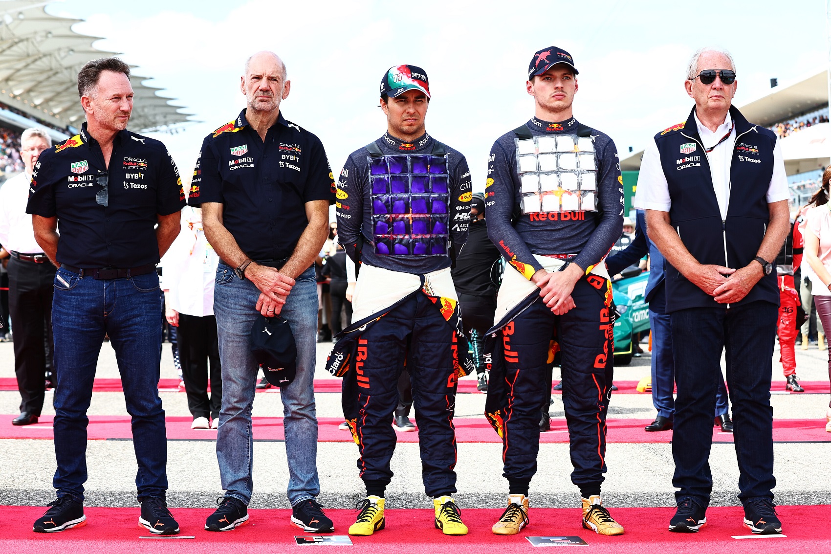 christian horner, adrian newey, sergio perez, max verstappen, helmut marko