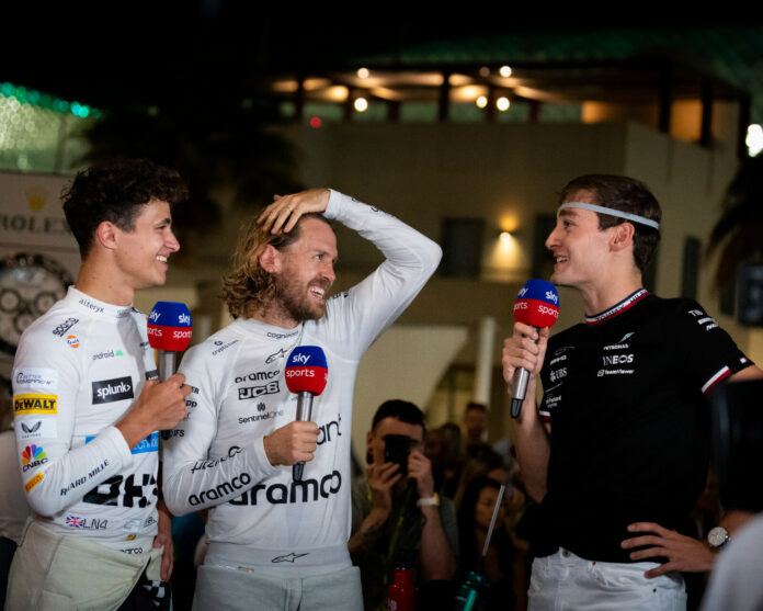 Sebastian Vettel, Lando Norris, George russell