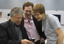 Mario Andretti, Christian Horner, Sebastian Vettel