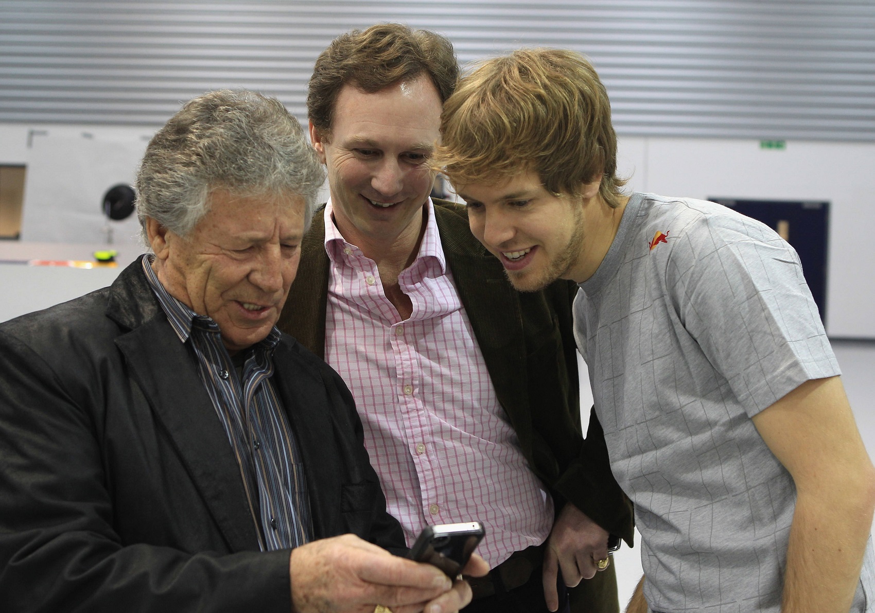 Mario Andretti, Christian Horner, Sebastian Vettel