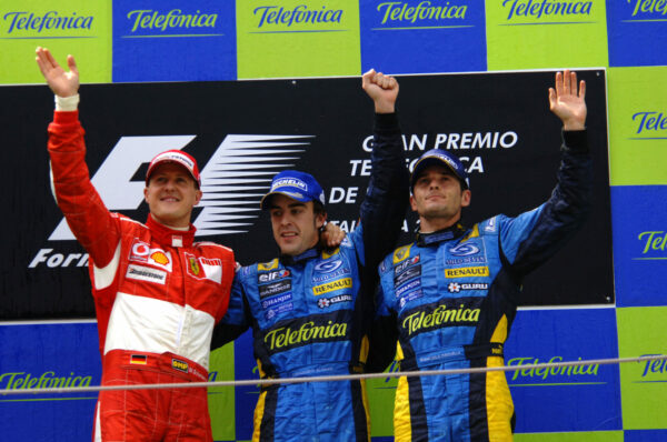 fernando alonso, michael schumacher, giancharlo fisichella