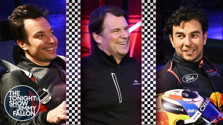 Na, ki nyer Jimmy Fallon és Sergio Perez elektromos gokart versenyén?
