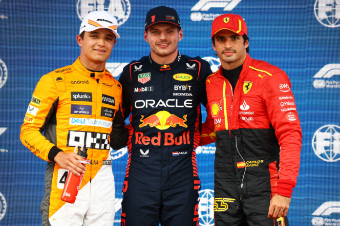Forma-1, Lando Norris, Max Verstappen, Carlos Sainz, Spanyol Nagydíj 2023, szombat