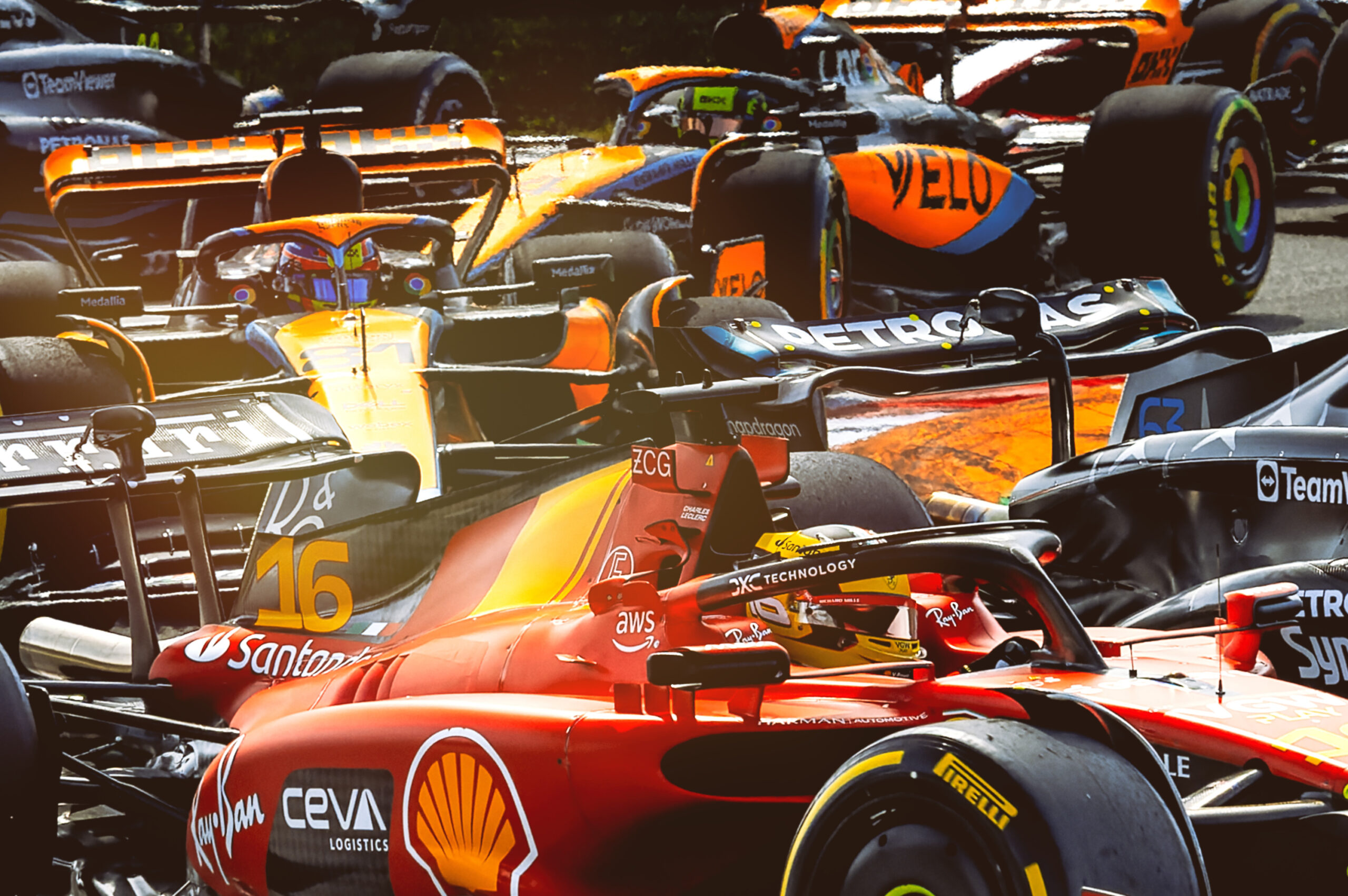 Charles Leclerc, Ferrari, Oscar Piastri, Lando Norris, McLaren, Olasz Nagydíj