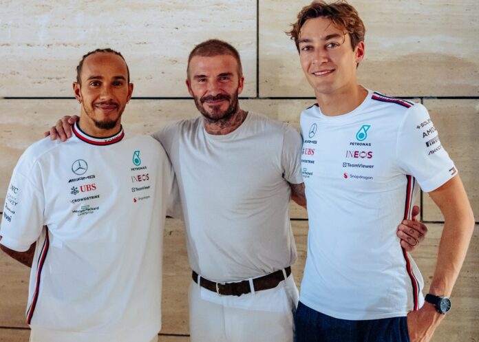 Lewis Hamilton, David Beckham, George Russell, Mercedes