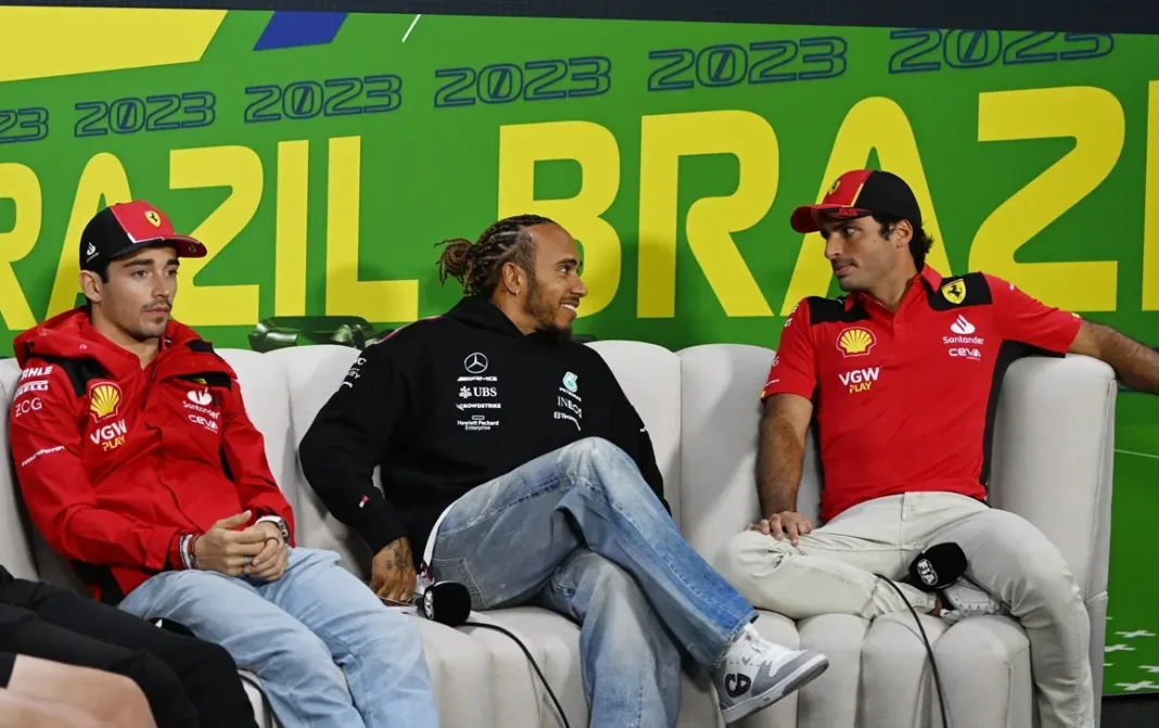 Charles Leclerc, Lewis Hamilton, Carlos Sainz, Ferrari, Mercedes