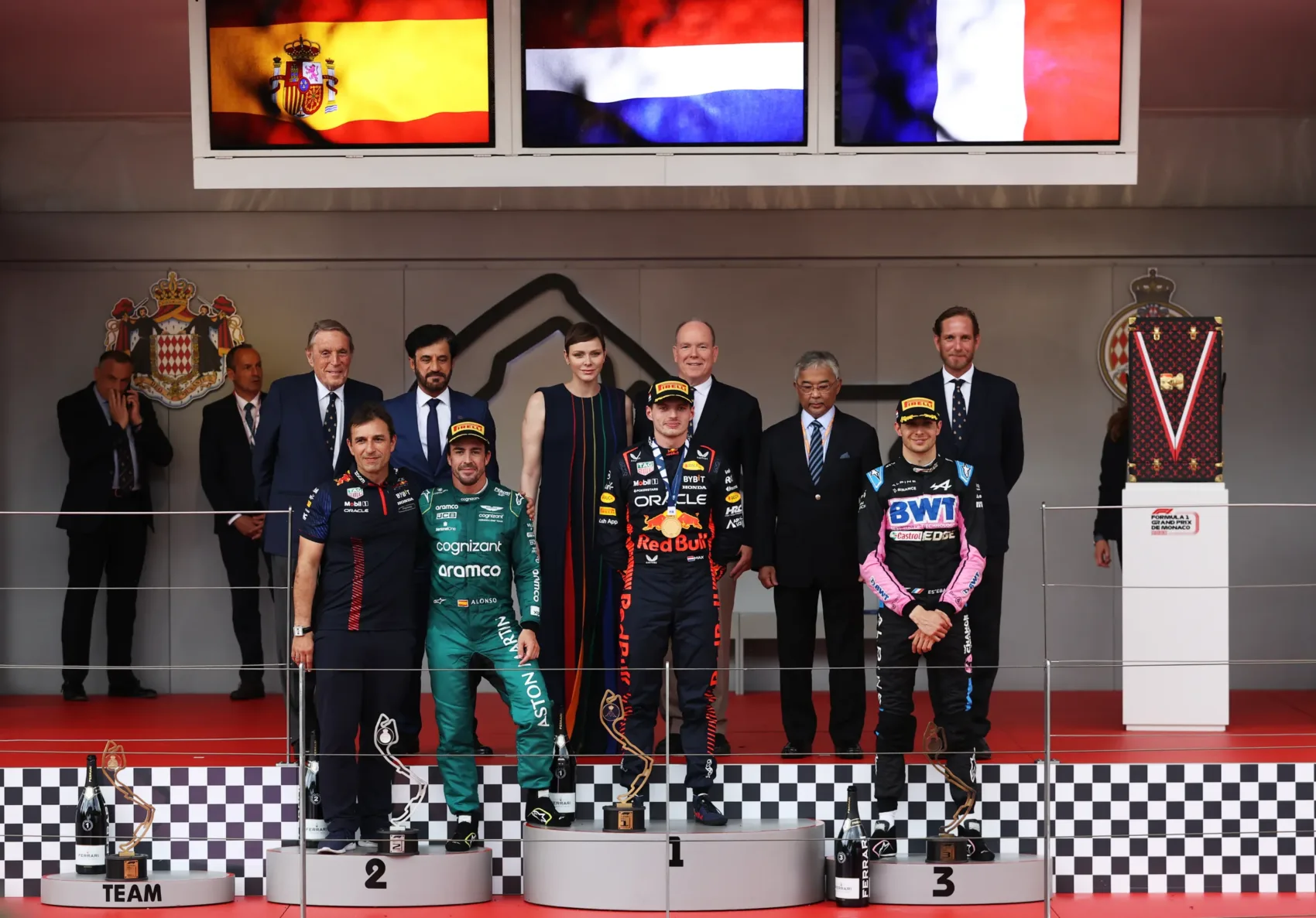 Fernando Alonso, Max Verstappen, Esteban Ocon