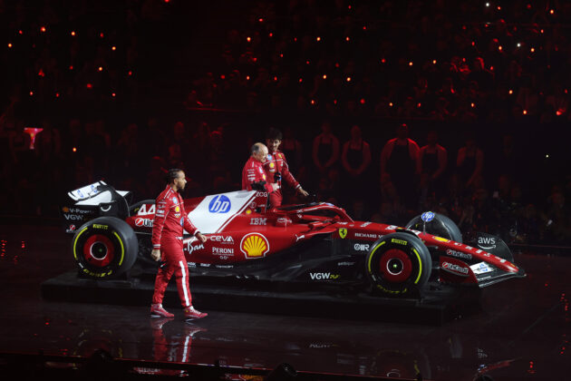 Lewis Hamilton, Charles Leclerc, Fr&eacute;d&eacute;ric Vasseur, Ferrari