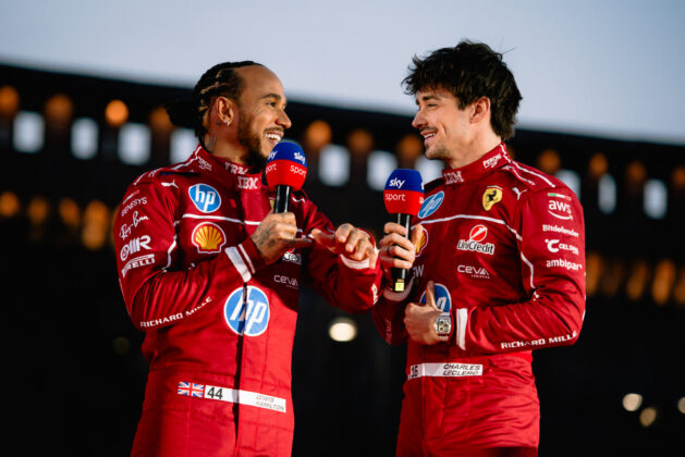 Lewis Hamilton, Charles Leclerc, Ferrari, bemutat&oacute;, Mil&aacute;n&oacute;