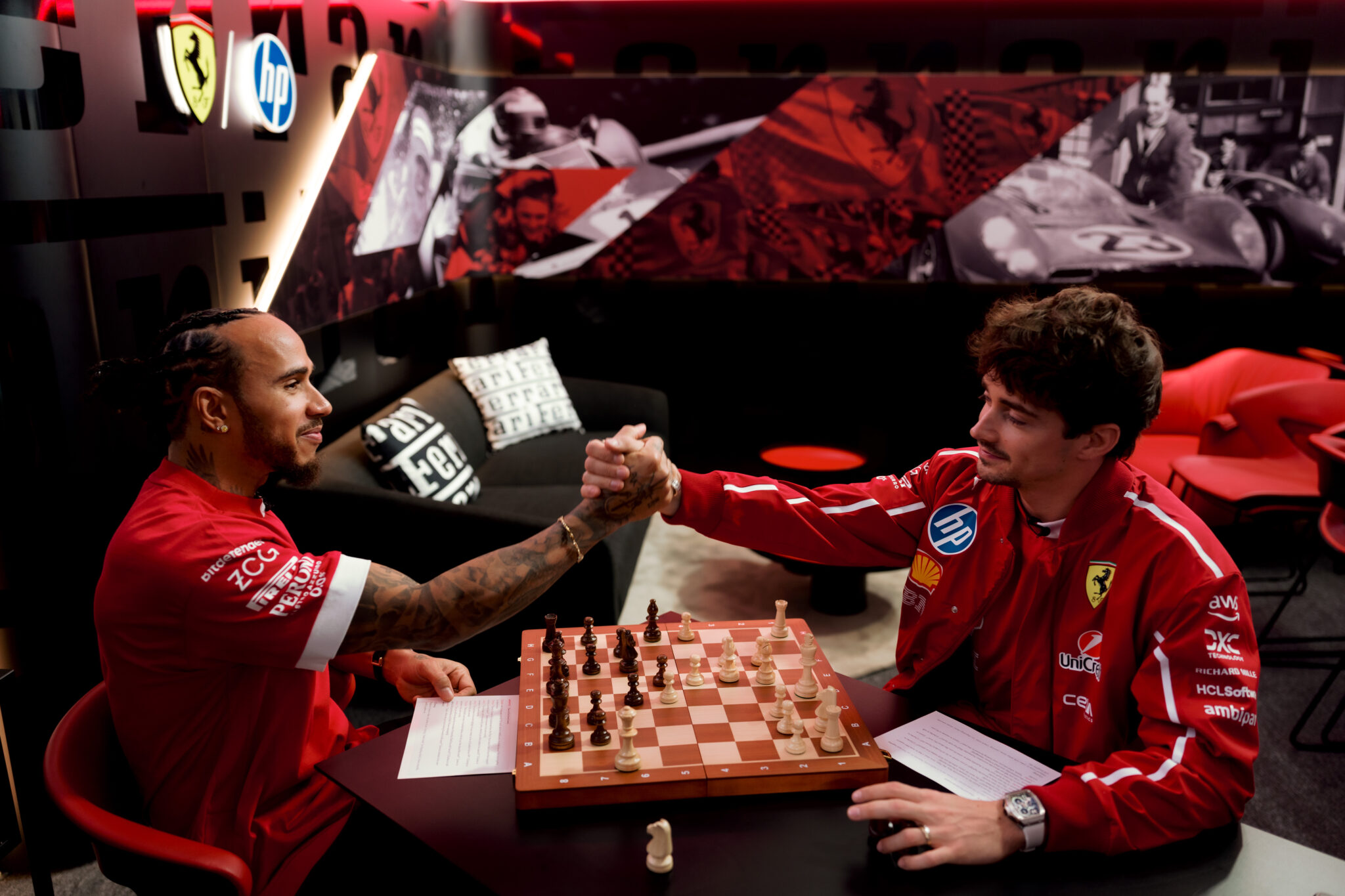 Lewis Hamilton, Charles Leclerc, Ferrari