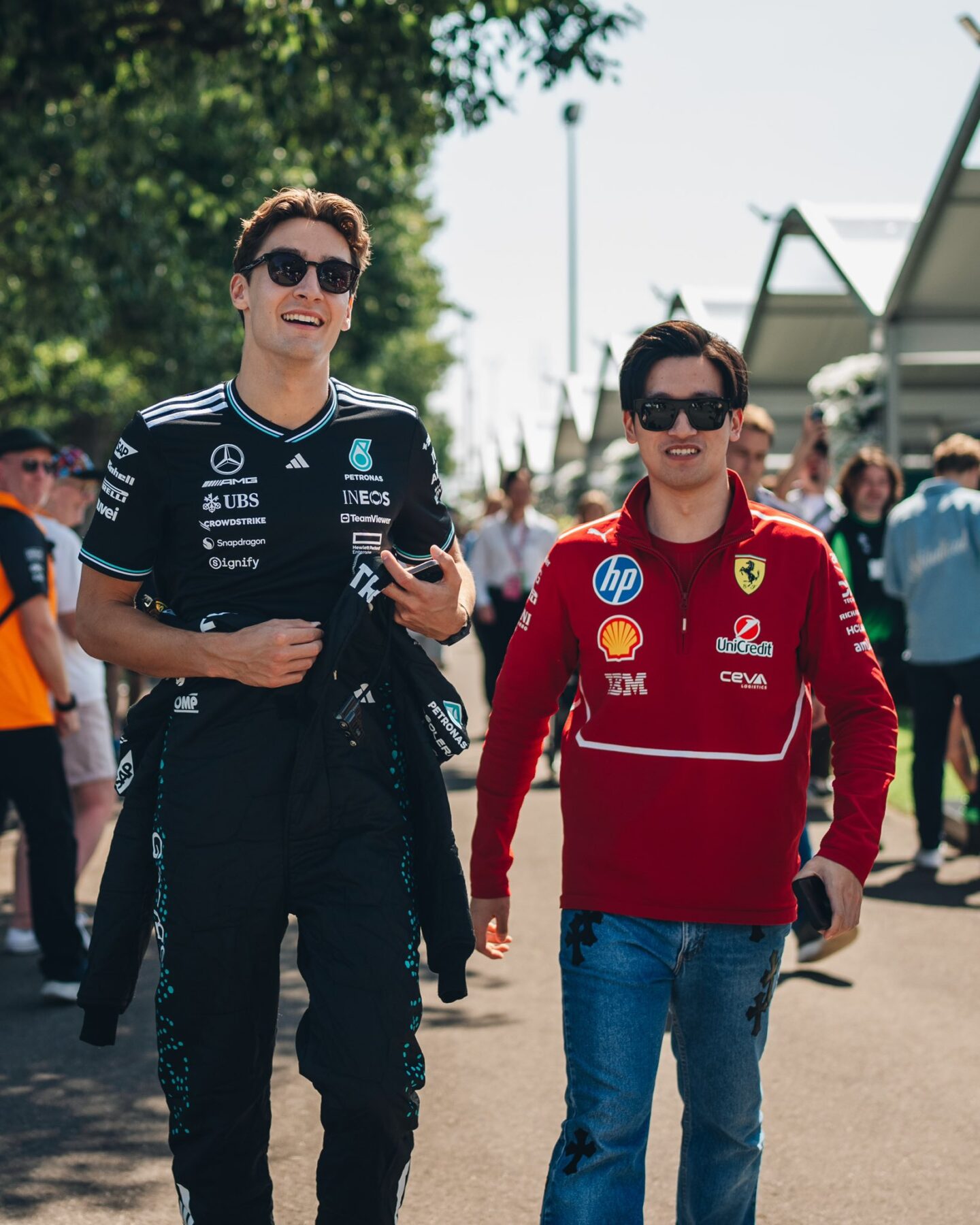 George Russell, Mercedes, Guanyu Zhou, Ferrari