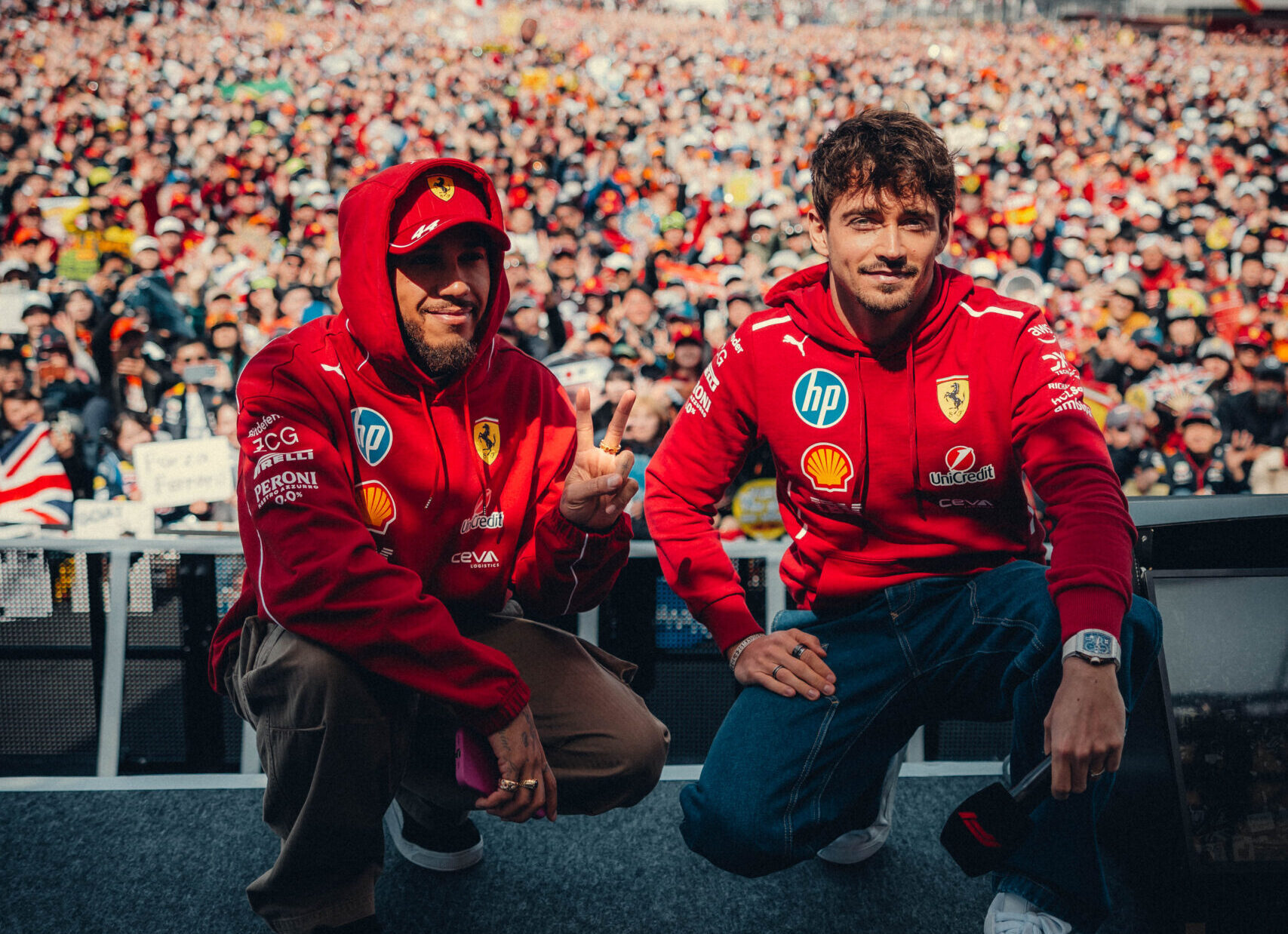 Hamilton, Leclerc, Ferrari