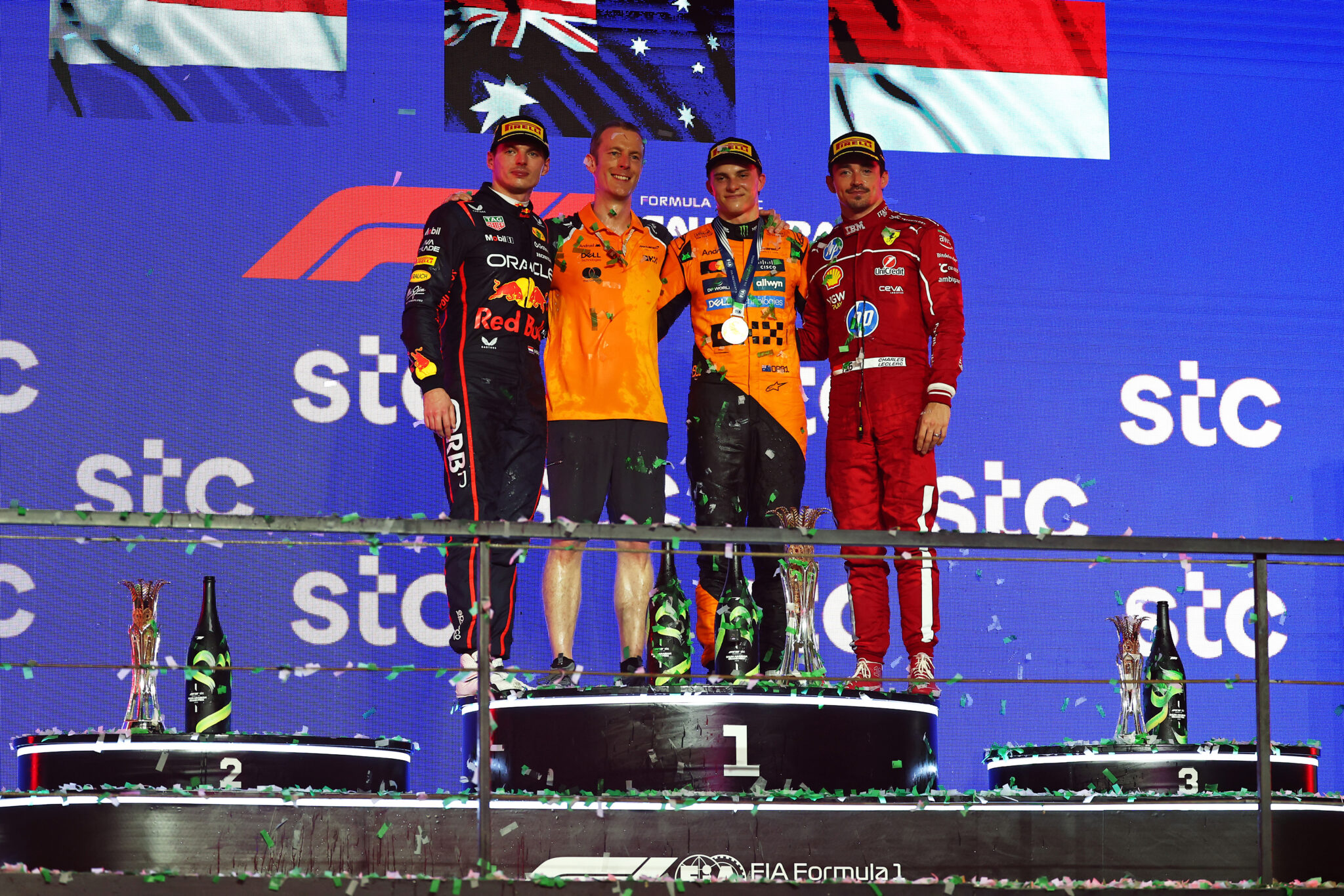 Piastri, Verstappen, Leclerc