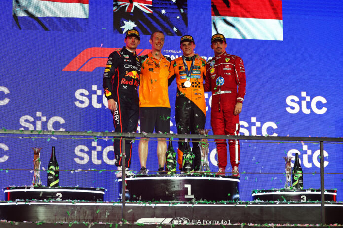 Piastri, Verstappen, Leclerc